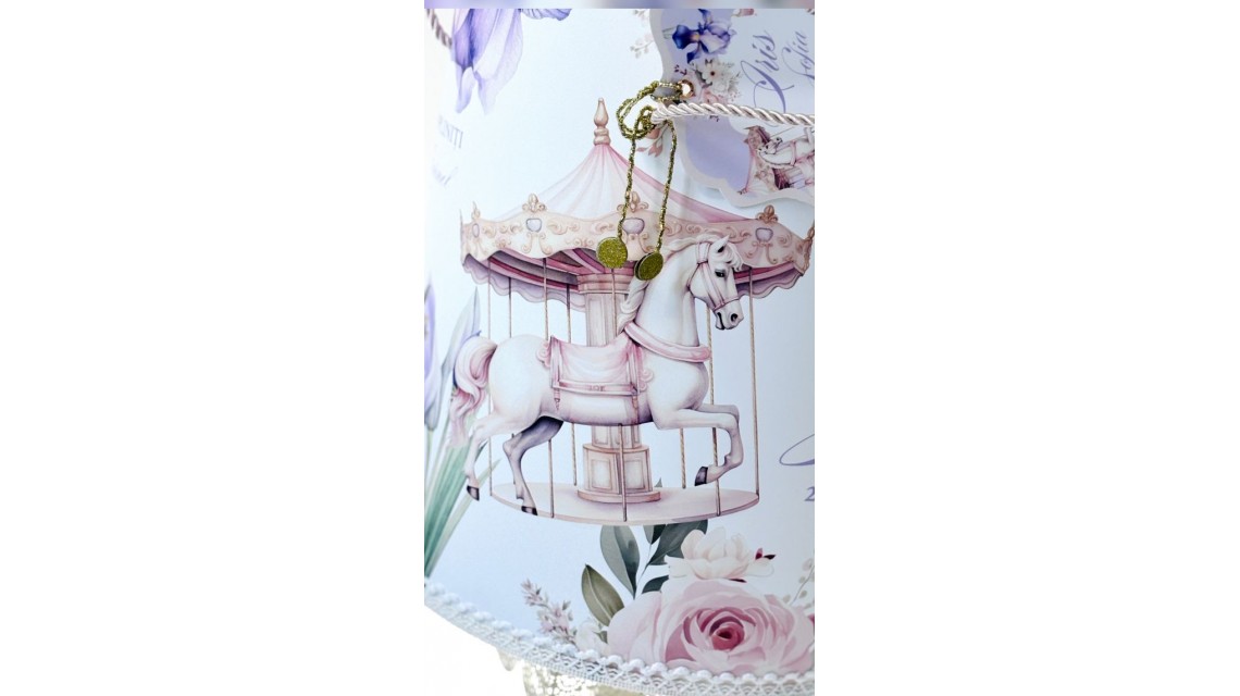 Trusou botez cu carusel și flori de iris în lila și roz prăfuit – „Caruselul Magic” 10